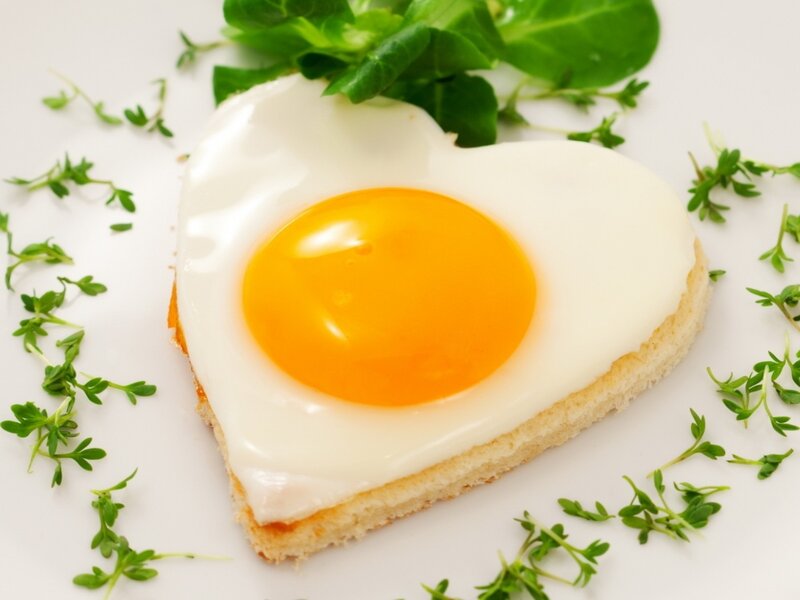 heart-shaped fried egg