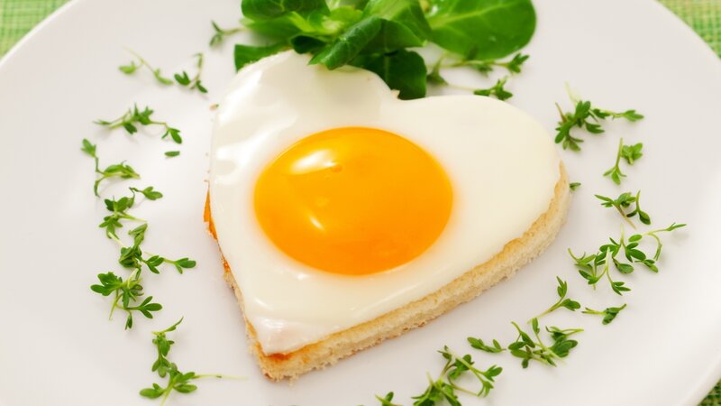 Heart-shaped Fried Egg — White, Calm, Morning, Photograph