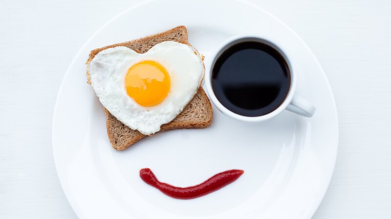 Heart-shaped Fried Egg — White, Calm, Morning, Photograph, Toast, Coffee