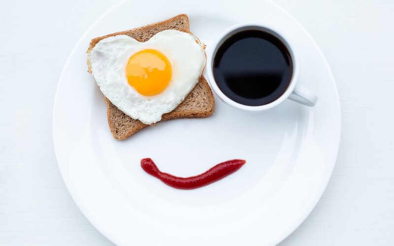 Heart-shaped Fried Egg — White, Calm, Morning