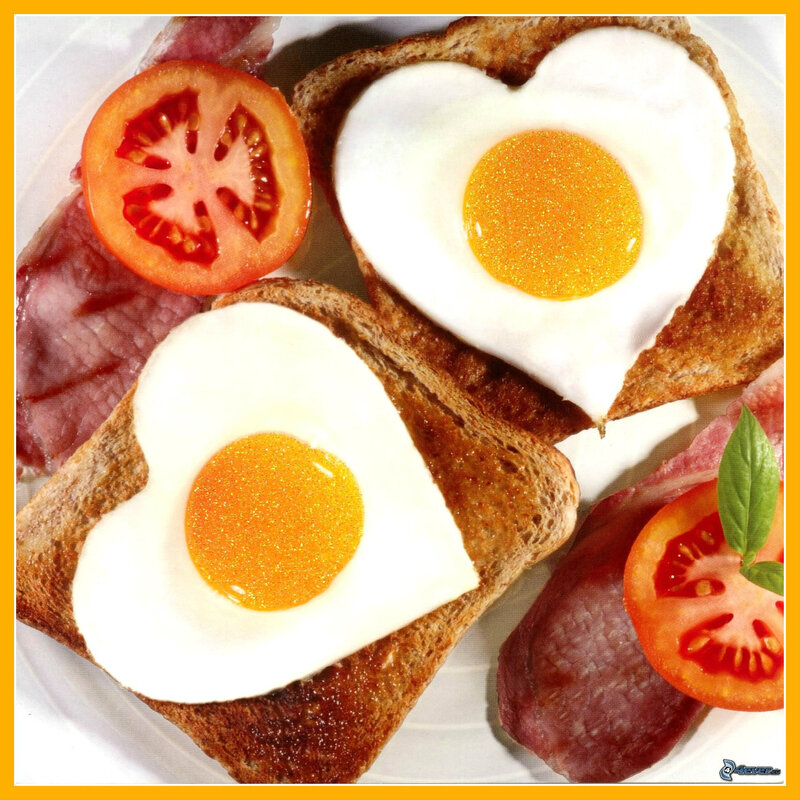 Heart-shaped Fried Eggs — Brown