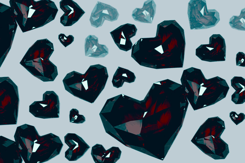 Heart-shaped Gemstones — Black