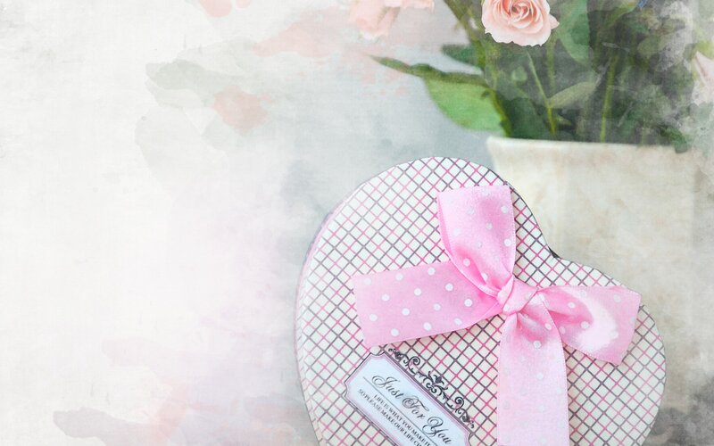 Heart-shaped Gift Box — Pink, Romantic, Photograph, Pink Ribbon