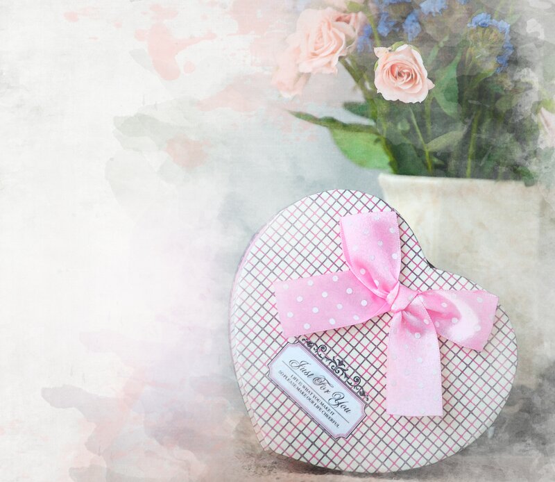 Heart-shaped Gift Box — Pink, Romantic, Photograph, Roses