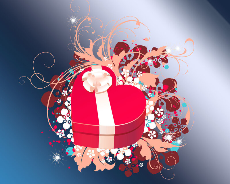 Heart-shaped Gift Box — Red, Festive, Digital Art