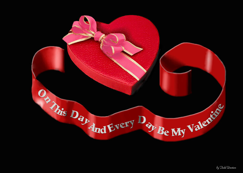 Heart-shaped Gift Box — Red, Romantic, Digital Art, Ribbon