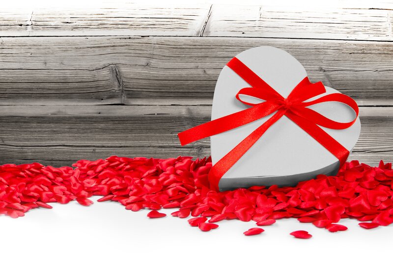 Heart-shaped Gift Box — Red, Romantic, Photograph, Red Ribbon