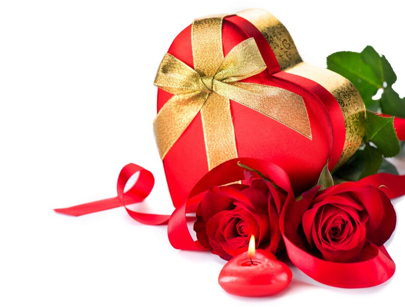 Heart-shaped Gift Box — Red, Romantic, Photograph, Red Roses