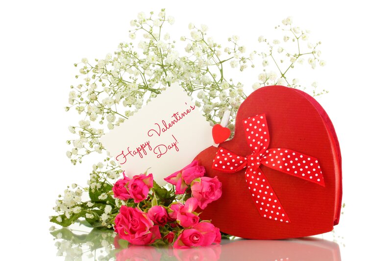 Heart-shaped Gift Box — Red, Romantic, Photograph, Roses, Baby's Breath