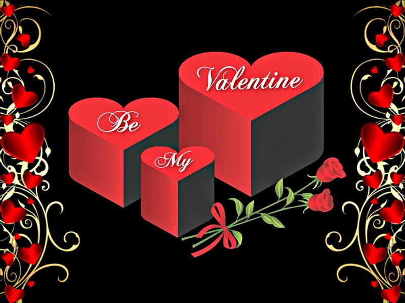 Heart-shaped Gift Boxes — Red, Romantic, Digital Art, Roses