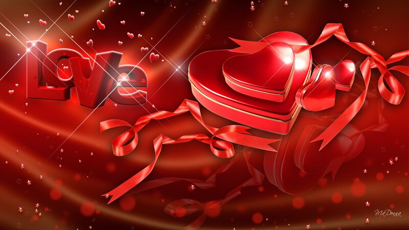 Heart-shaped Gift Boxes — Red, Romantic, Digital Art