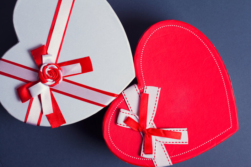 Heart-shaped Gift Boxes — Red, Romantic, Photograph, Ribbons