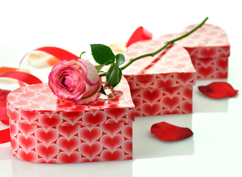 Heart-shaped Gift Boxes — Red, Romantic, Photograph