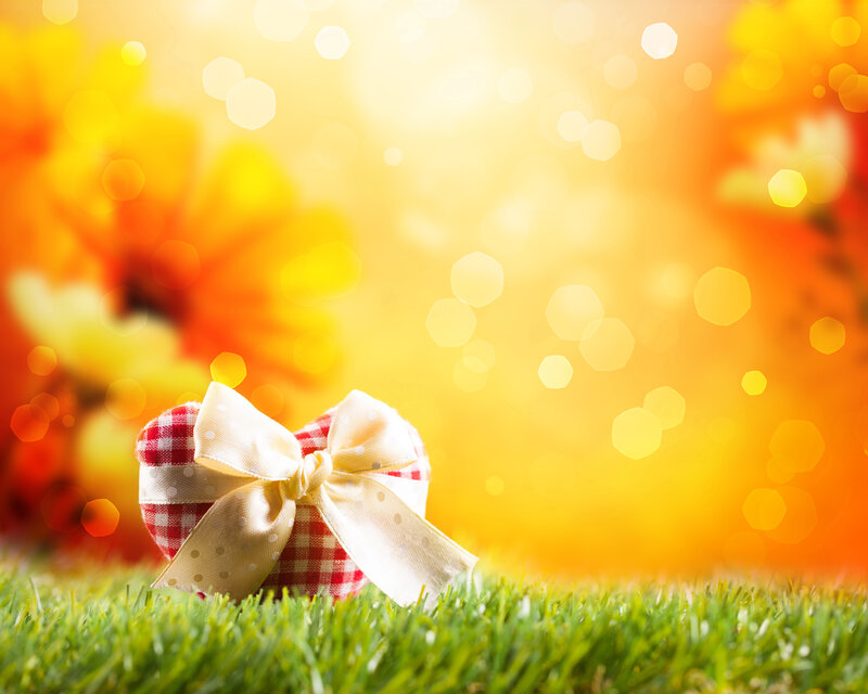 Heart-shaped Gift on Grass