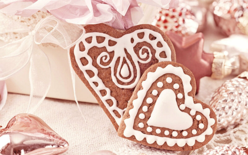 Heart-shaped Gingerbread Cookies — Brown, Festive, Photograph