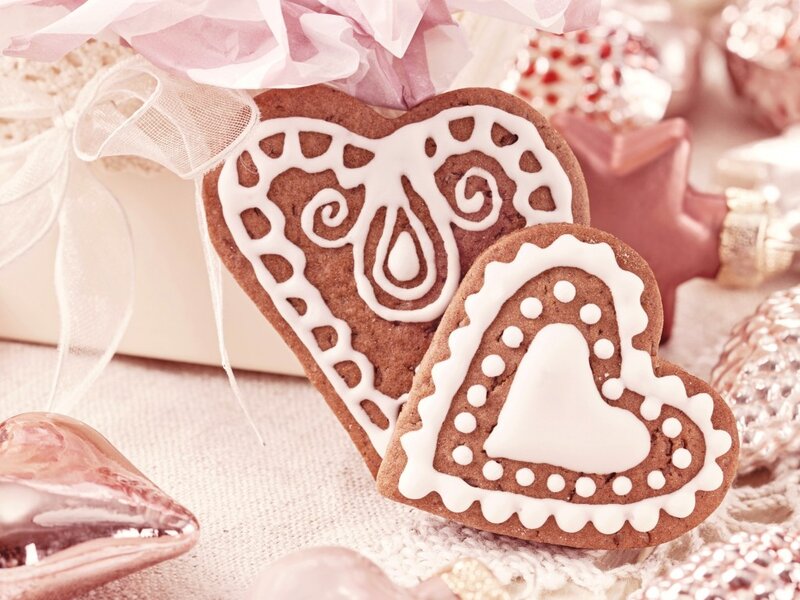 Heart-shaped Gingerbread Cookies — Brown, Festive, Winter