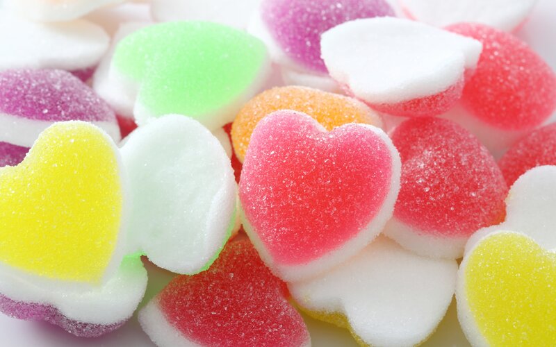 Heart-shaped Gummy Candies — Red, Sweet