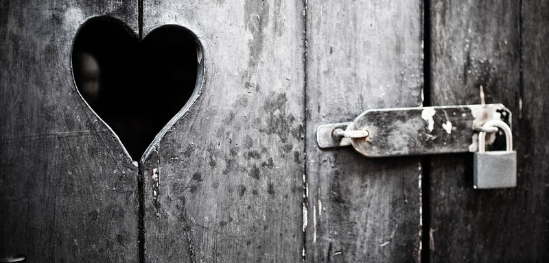 Heart-shaped Hole in Door — Black