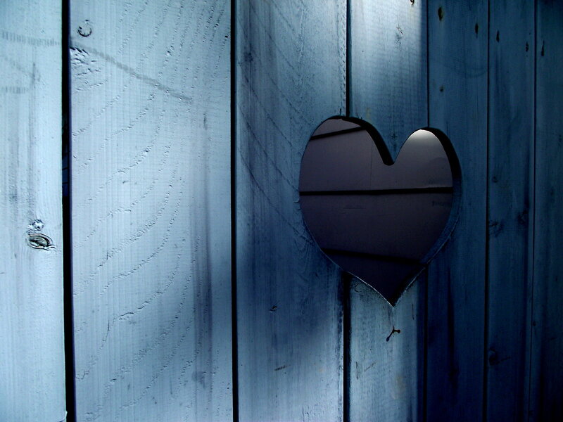 Heart-shaped Hole in Wood — Blue
