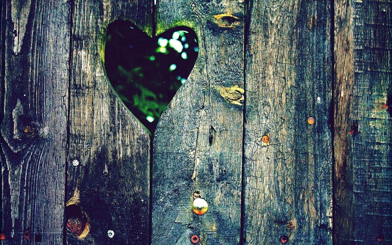 Heart-shaped Hole in Wood — Brown, Rustic, Photograph, Nails
