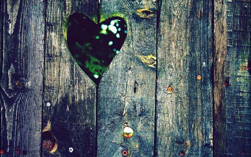 Heart-shaped Hole in Wood — Brown, Serene, Photograph