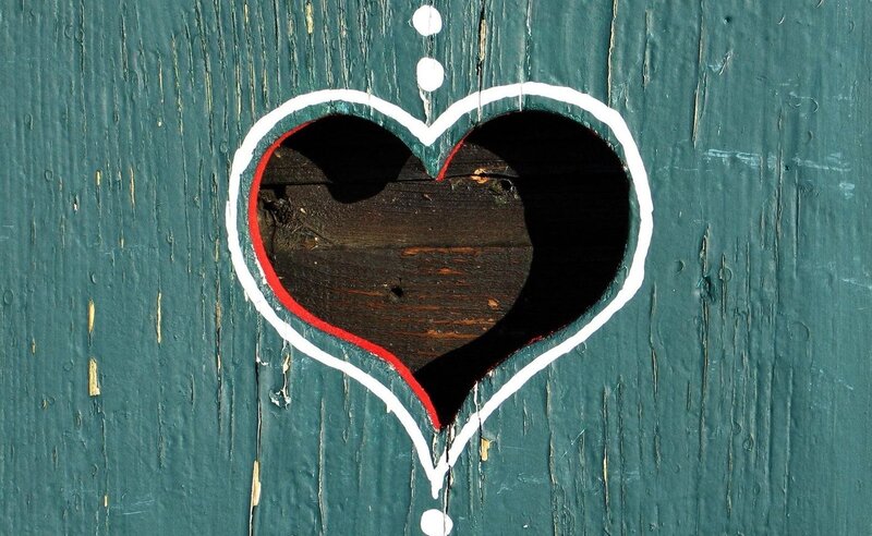 Heart-shaped Hole in Wood — Green