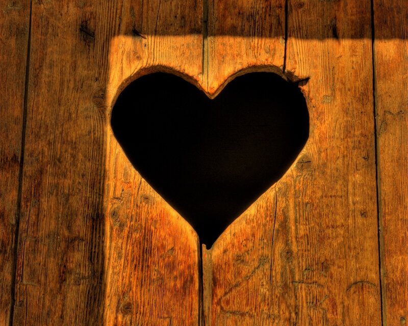 heart-shaped hole in wood