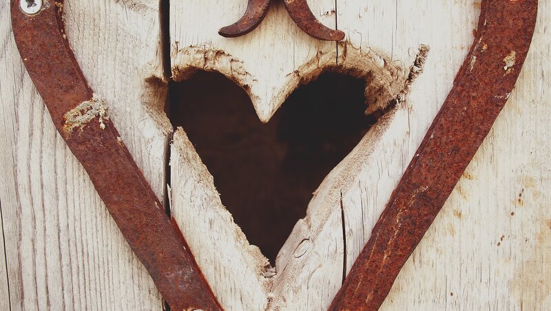 Heart-shaped Hole in Wood — White