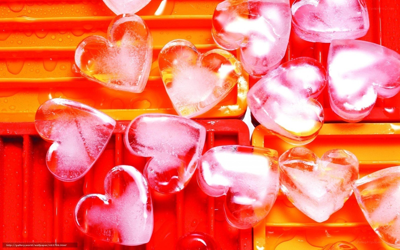 heart-shaped ice cubes