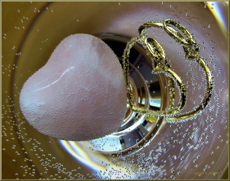 Heart-shaped Ice in Glass