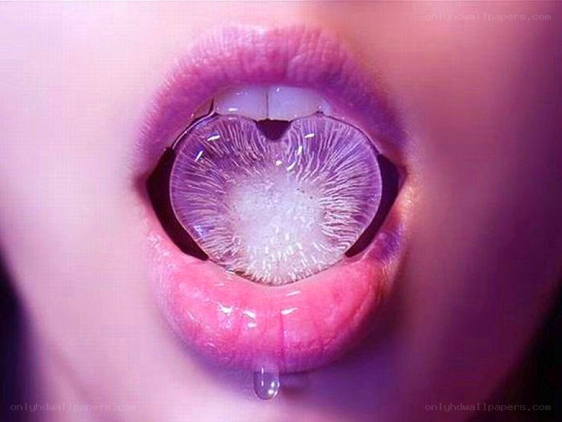 heart-shaped ice in mouth