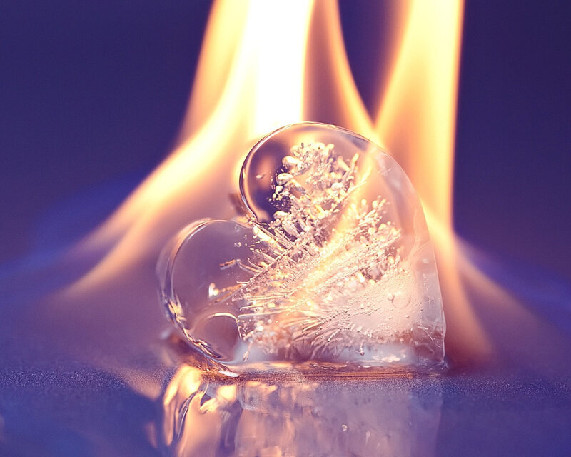 Heart-shaped Ice Melting — Purple