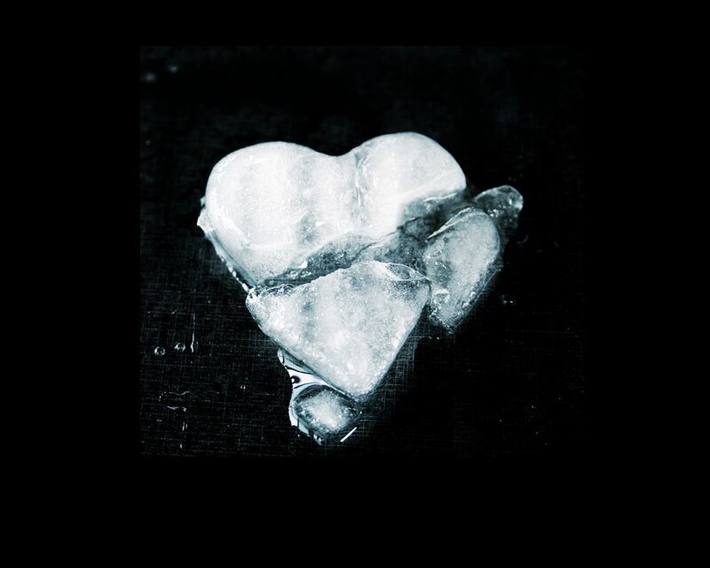 heart-shaped ice melting