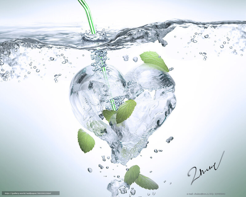 heart-shaped ice with mint