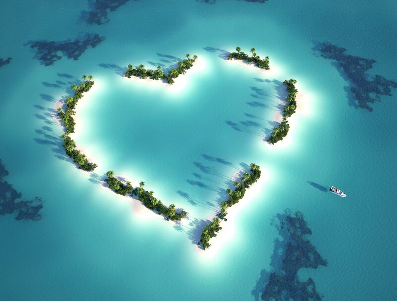 Heart-shaped Island — Blue, Serene, Afternoon