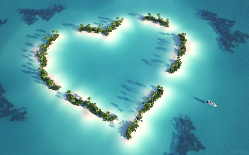 Heart-shaped Island — Blue, Serene