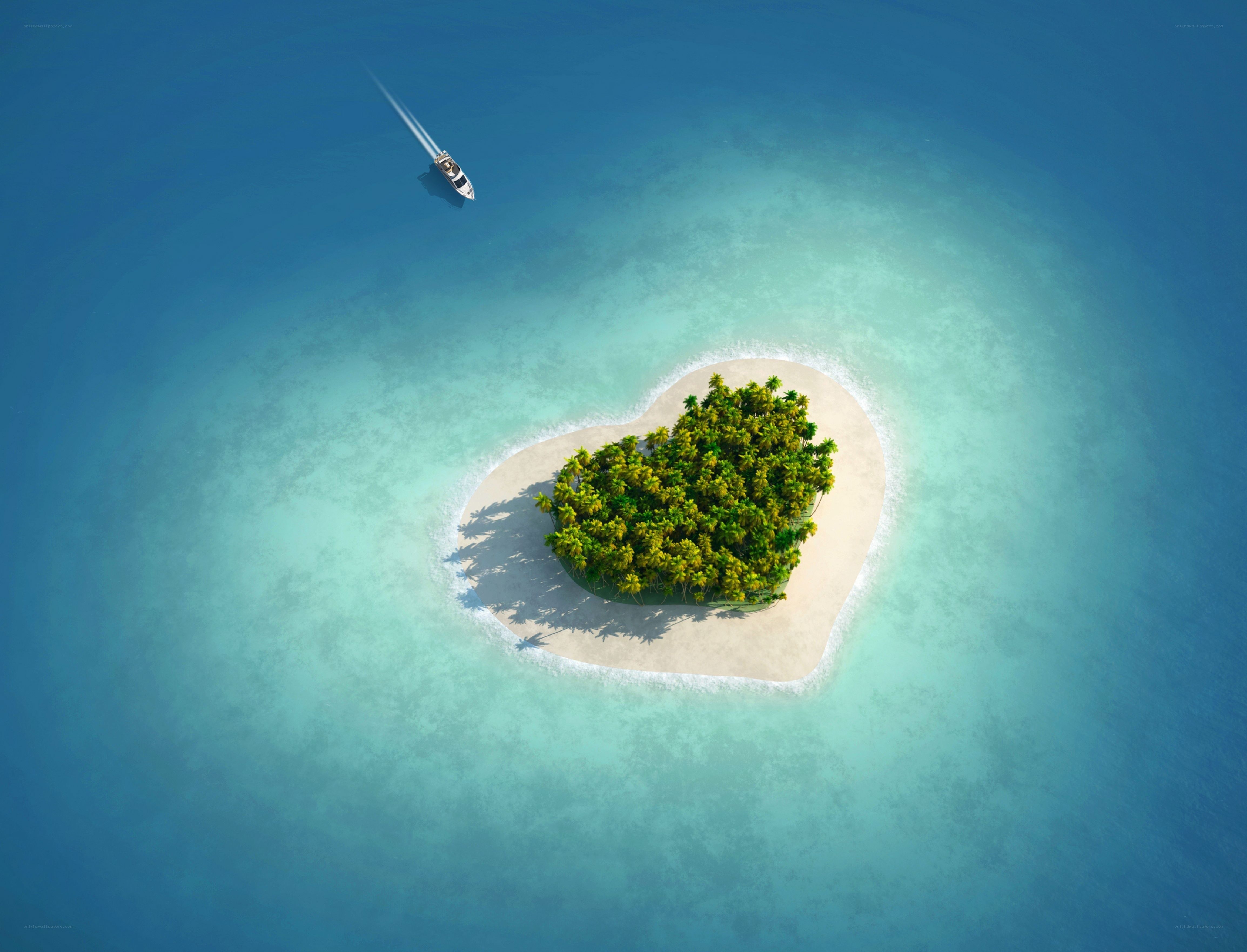 heart-shaped island from above