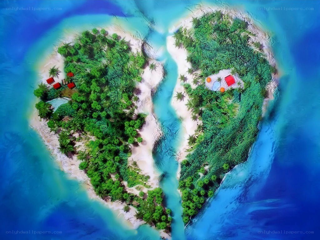 heart-shaped island from above