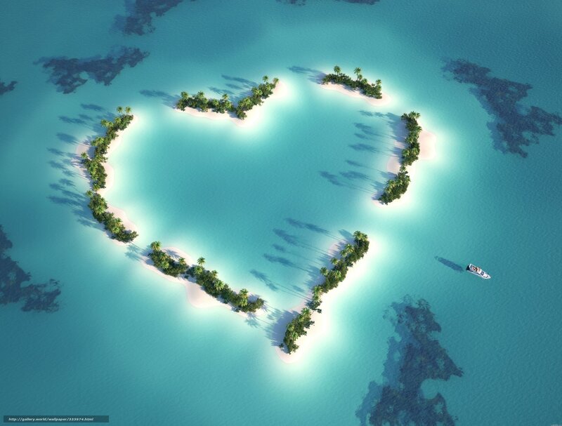 heart-shaped island in turquoise sea