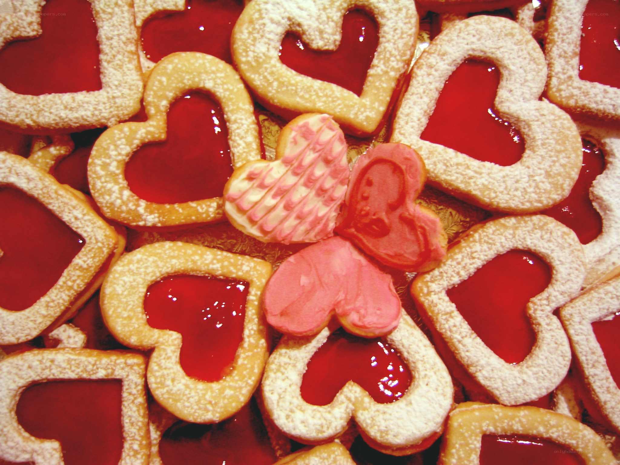 heart-shaped jam cookies