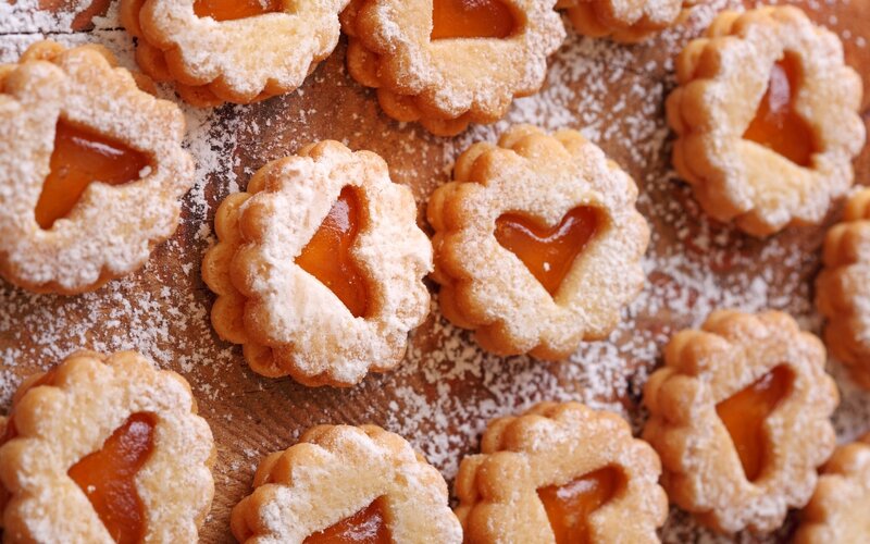 heart-shaped jam cookies
