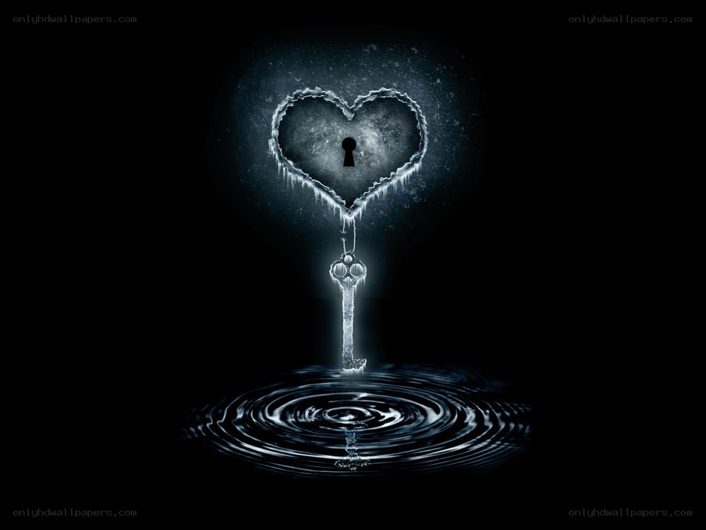 heart-shaped key in water