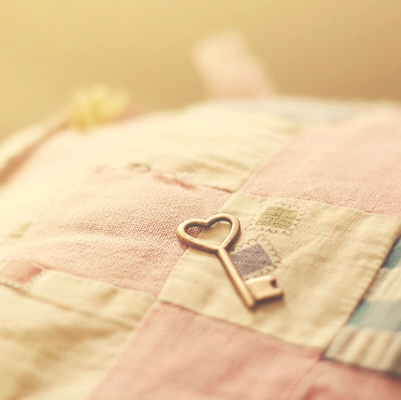 Heart-shaped Key on Quilt