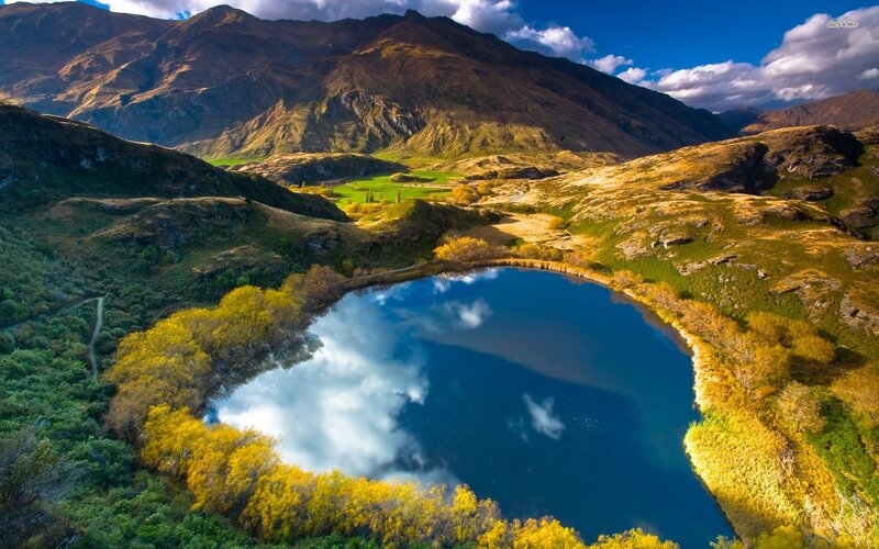 Heart-shaped Lake in Valley