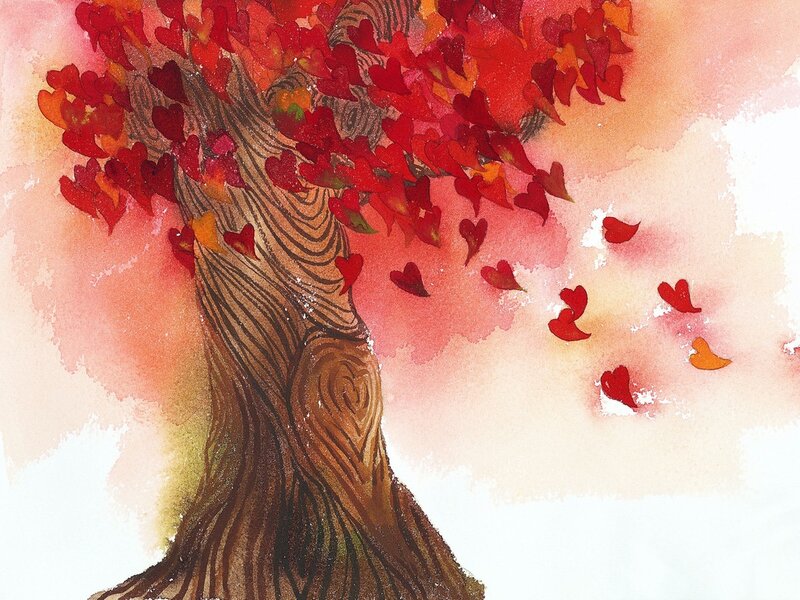 Heart-shaped Leaf Tree — Red, Serene