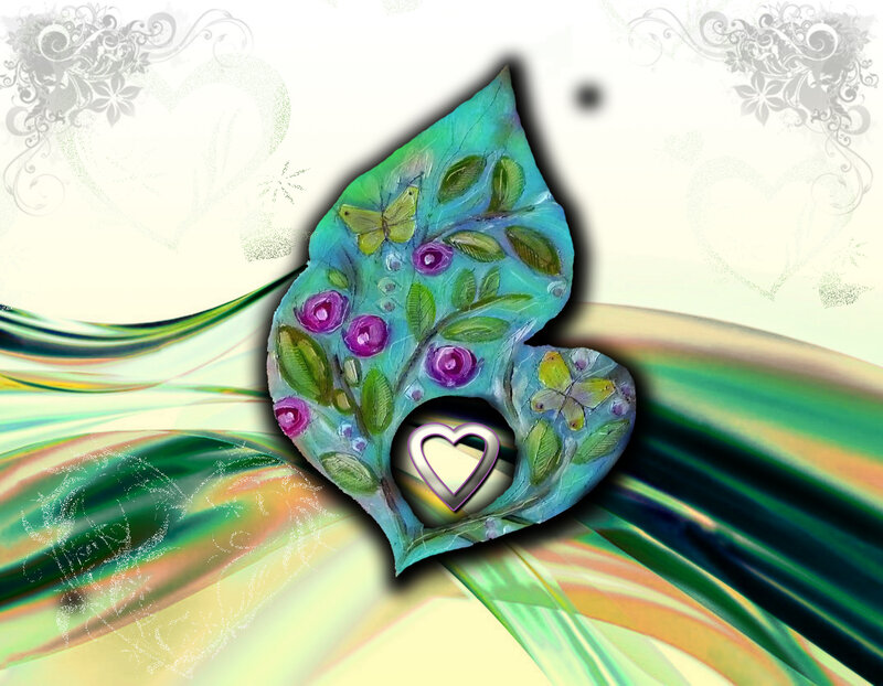 heart-shaped leaf with flowers