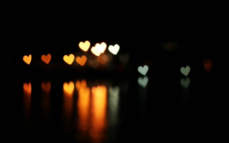 Heart-shaped Lights at Night — Black