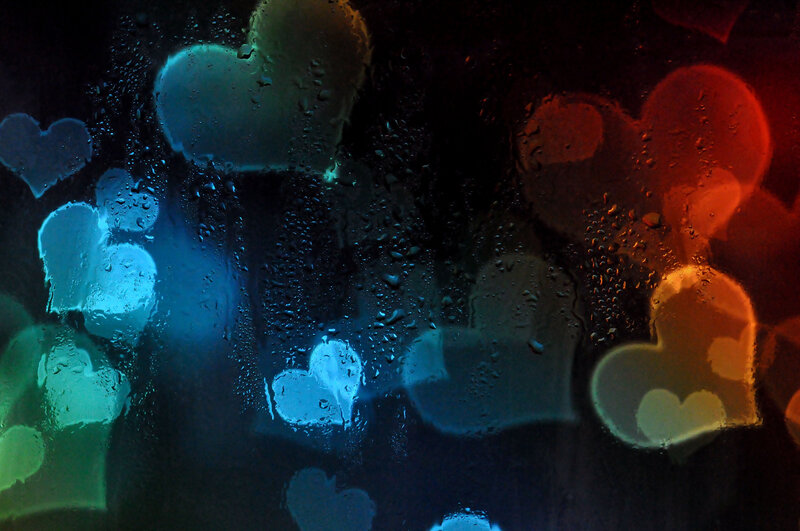 Heart-shaped Lights on Glass