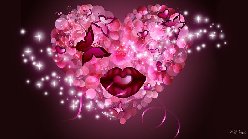 Heart-shaped Lips and Butterflies
