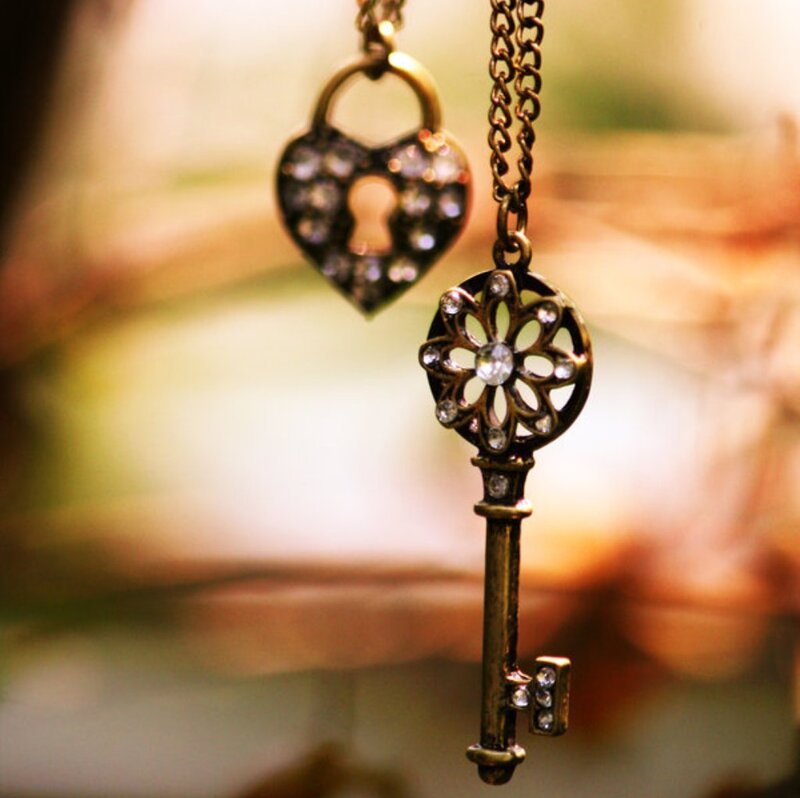 Heart-shaped Lock and Key — Bronze